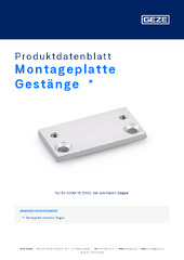 Montageplatte Gestänge  * Produktdatenblatt DE