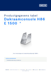 Dakraamconsole H86 E 1500  * Productgegevens tabel NL