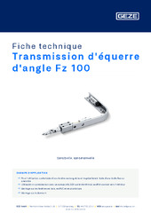 Transmission d'équerre d'angle Fz 100 Fiche technique FR