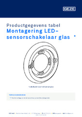 Montagering LED-sensorschakelaar glas Productgegevens tabel NL
