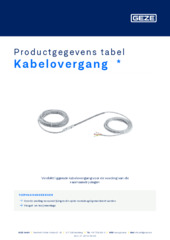 Kabelovergang  * Productgegevens tabel NL