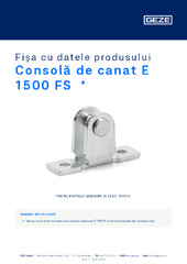 Consolă de canat E 1500 FS  * Fișa cu datele produsului RO