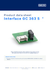 Interface GC 363 S  * Product data sheet EN