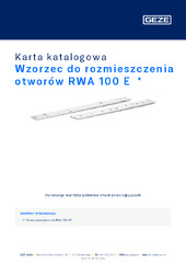 Wzorzec do rozmieszczenia otworów RWA 100 E Karta katalogowa PL