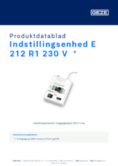 Indstillingsenhed E 212 R1 230 V  * Produktdatablad DA