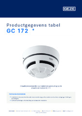 GC 172  * Productgegevens tabel NL