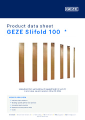 GEZE Slifold 100  * Product data sheet EN