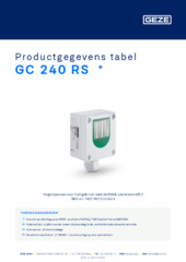 GC 240 RS  * Productgegevens tabel NL
