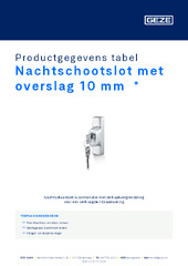 Nachtschootslot met overslag 10 mm  * Productgegevens tabel NL