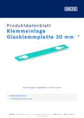 Klemmeinlage Glasklemmplatte 30 mm  * Produktdatenblatt DE