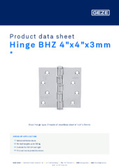 Hinge BHZ 4"x4"x3mm  * Product data sheet EN