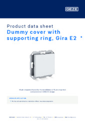 Dummy cover with supporting ring, Gira E2  * Product data sheet EN