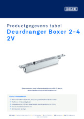 Deurdranger Boxer 2-4 2V Productgegevens tabel NL