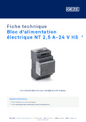 Bloc d'alimentation électrique NT 2,5 A-24 V HS  * Fiche technique FR