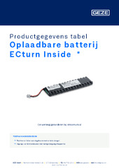 Oplaadbare batterij ECturn Inside  * Productgegevens tabel NL