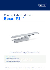 Boxer F3  * Product data sheet EN
