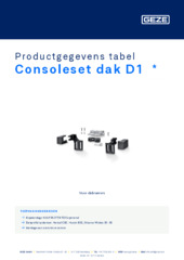 Consoleset dak D1  * Productgegevens tabel NL