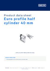 Euro profile half cylinder 40 mm Product data sheet EN