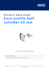 Euro profile half cylinder 40 mm Product data sheet EN