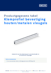 Klemprofiel bevestiging houten/metalen vleugels Productgegevens tabel NL