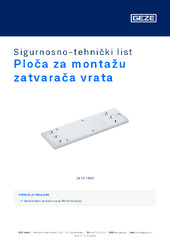 Ploča za montažu zatvarača vrata Sigurnosno-tehnički list HR