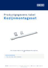 Kozijnmontageset Productgegevens tabel NL