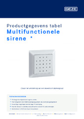 Multifunctionele sirene  * Productgegevens tabel NL