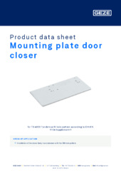 Mounting plate door closer Product data sheet EN