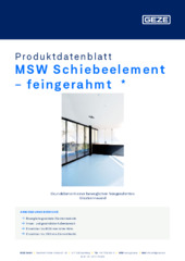 MSW Schiebeelement - feingerahmt  * Produktdatenblatt DE