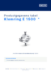 Klemring E 1500  * Productgegevens tabel NL