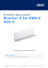 Bracket G for RWA K 600 G Product data sheet EN