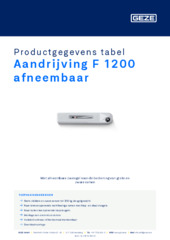 Aandrijving F 1200 afneembaar Productgegevens tabel NL