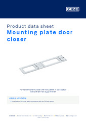 Mounting plate door closer Product data sheet EN