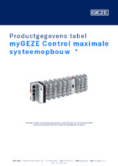 myGEZE Control maximale systeemopbouw  * Productgegevens tabel NL