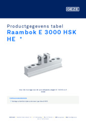 Raambok E 3000 HSK HE  * Productgegevens tabel NL