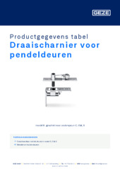Draaischarnier voor pendeldeuren Productgegevens tabel NL