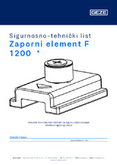 Zaporni element F 1200  * Sigurnosno-tehnički list HR