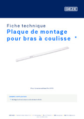 Plaque de montage pour bras à coulisse  * Fiche technique FR