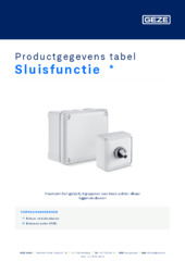 Sluisfunctie  * Productgegevens tabel NL