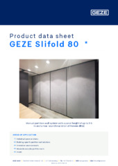 GEZE Slifold 80  * Product data sheet EN