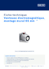 Ventouse électromagnétique, montage mural 65 mm  * Fiche technique FR
