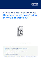 Retenedor electromagnético montaje en pared AP  * Ficha de datos del producto ES