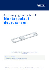 Montageplaat deurdranger Productgegevens tabel NL
