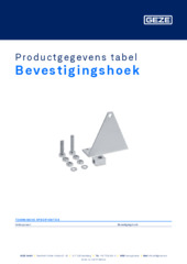 Bevestigingshoek Productgegevens tabel NL