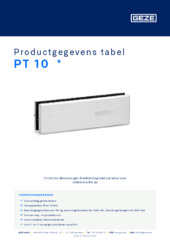 PT 10  * Productgegevens tabel NL