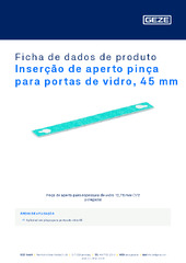 Inserção de aperto pinça para portas de vidro, 45 mm Ficha de dados de produto PT