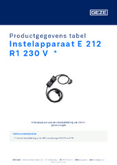 Instelapparaat E 212 R1 230 V Productgegevens tabel NL