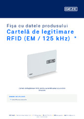 Cartelă de legitimare RFID (EM / 125 kHz)  * Fișa cu datele produsului RO