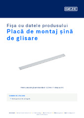 Placă de montaj șină de glisare Fișa cu datele produsului RO