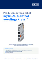 myGEZE Control voedingsklem  * Productgegevens tabel NL